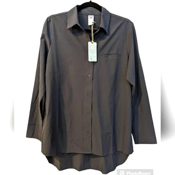 Te Verde Travel Commute Button Down Shirt Blouse Small Gray - Picture 1 of 10